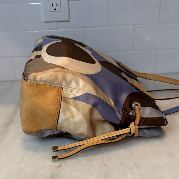 Coach Bag Purse Handbag Charlie Chelsea Sateen Scarf Print Colorful Tote Bag - Picture 7 of 16